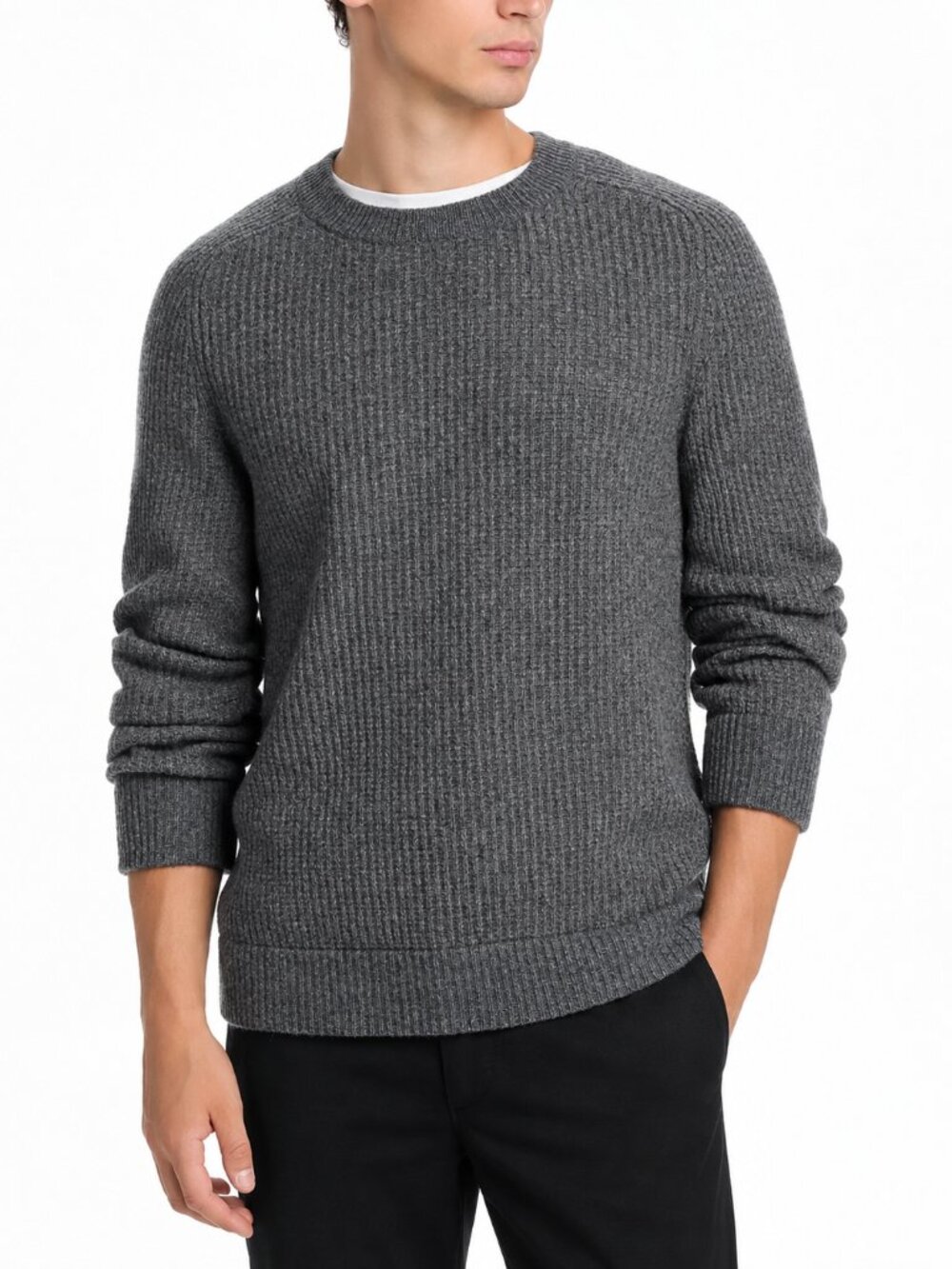 The Men's Store At Bloomingdale's Ribbed Crewneck Wool & Cashmere Sweater Sz XL